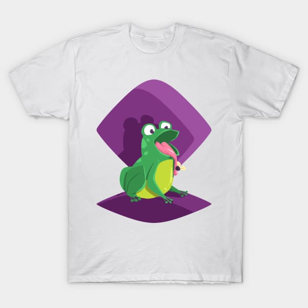 Funny Frog Catching Insect T-Shirt by savariya